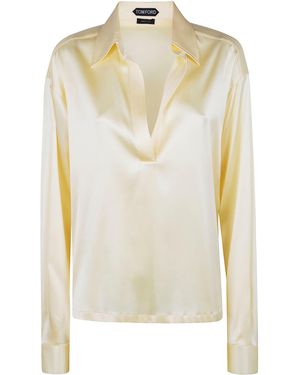 Tom Ford Stretch Silk Satin Polo - White