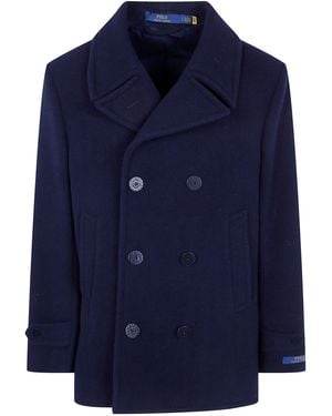 Polo Ralph Lauren Coat Single Breasted "Polo Peacoat" - Blue