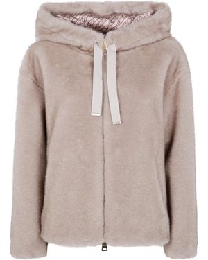 Herno "Bomber" Soft Faux Fur Jacket - Natural