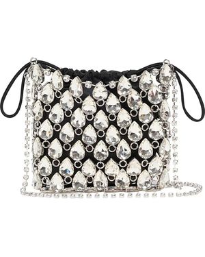 Self-Portrait Crystal Chainmail Mini Bag - Black