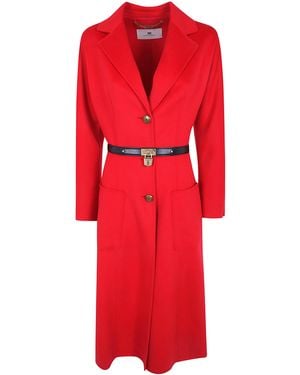 Elisabetta Franchi Coat Belted Belted Coat - Red