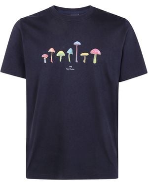 Paul Smith T-Shirt Regular Fit "Mushrooms" - Blue