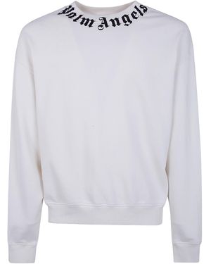 Palm Angels Neck Logo Regular Crew - White