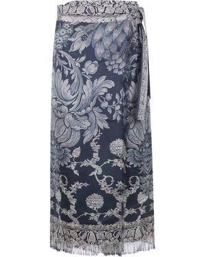 Pierre Louis Mascia Skirt Silk "Aloes" - Blue