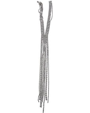 Helene Zubeldia Crystal Tie Necklace - White