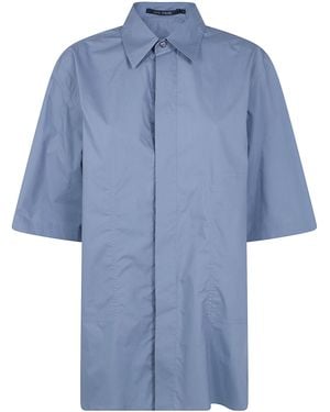 Sofie D ́hoore "Bodhi" Short Sleeve Shirt With Hidden Closure - Blue