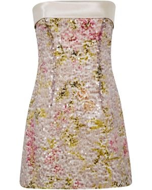 Alberta Ferretti Printed Sequins Mini Dress - Natural