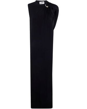 Jean Paul Gaultier Stretch Viscose Double Layer Long Dress With "Gault - Blue