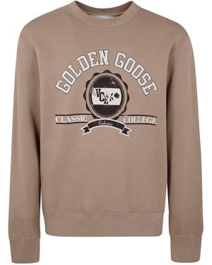 Golden Goose "Journey" Crew Neck Sweatshirt Dyed Cotton Fleece W - Grey