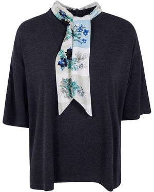 Paul Smith T-Shirt Scarf Detail Scarf Tshirt - Blue