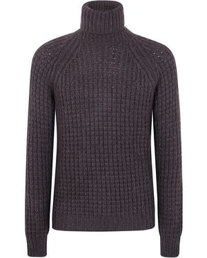 Nuur Military Stitch Long Sleeves Turtle Neck Jumper - Blue