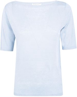 Majestic Linen Boat Neck Sweater - Blue