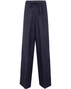 Aviu Embroidered Viscose Linen Trousers - Blue
