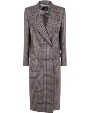 Etro Coat Long Double Breasted "Wraa003299Tq218 S9890" - Grey
