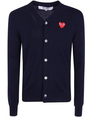 COMME DES GARÇONS PLAY Sweater V-Neck "Cardigan Emblem Knit" - Blue