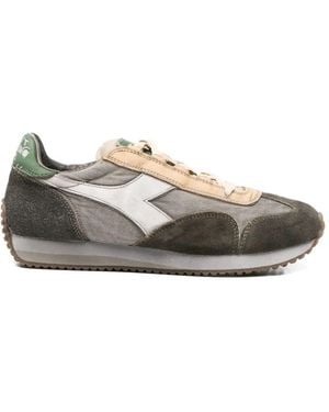Diadora Heritage Equipe Dirty Stone Wash Vintage Trainers - Grey