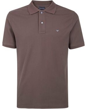 Emporio Armani Logo-Plaque Polo Shirt - Brown