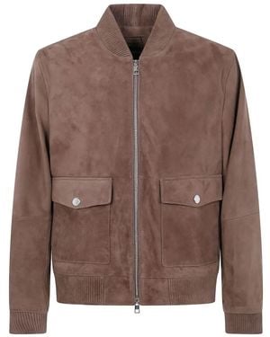 Michael Kors Suede Bomber Jacket - Brown