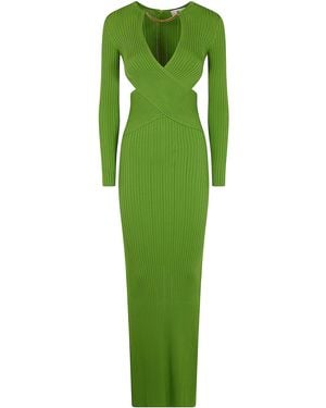 Elisabetta Franchi Carpet Knit Long Dress - Green