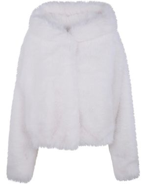 BB COUTURE "Mink" Ecofur Hood Jacket - White