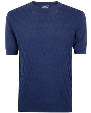 Barba Napoli Embroidered Fancy Round Neck Jumper - Blue