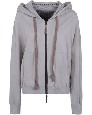 Ziggy Chen Sweatshirt Full Zip Hoodie "Cropped" - Gray