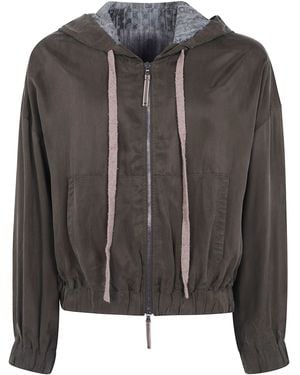 Ziggy Chen Sweatshirt Full Zip Hoodie "Cropped" - Black