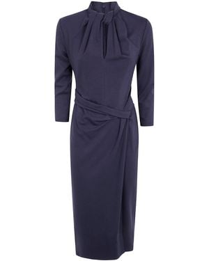 Giorgio Armani Midi Turtle Neck Dress - Blue