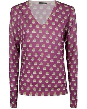 In bed with You Printed V Neck Jumper - Pink