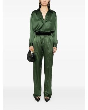 Tom Ford Stretch Silk Satin Pj Pants - Green