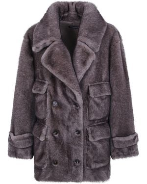 DR. HOPE Faux Fur Coat Eko Mi4 Mocha Mousse - Brown