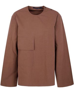 Sofie D ́hoore Camicia Con Collo Rotondo E Tasche - Marrone