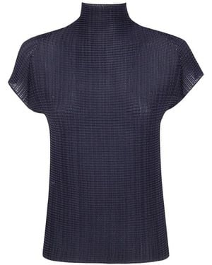 Issey Miyake Woolly Pleats Bk Wt 66 Shirt - Blue
