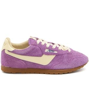 Autry Windspin Low Suede Leather Trainers - Purple