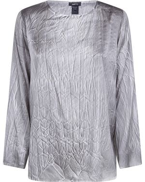 Avant Toi Crumpled Effect Stretch Silk Blouse - Blue