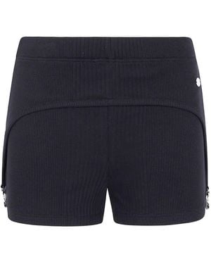 Jean Paul Gaultier Cotton Ribbed Mini Short With Lingerie Garter - Blue