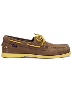 Sebago Docksides Portland Nubuk Boat Shoes By - Brown