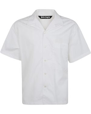 Palm Angels B Curved Logo Bowling Shirt - White