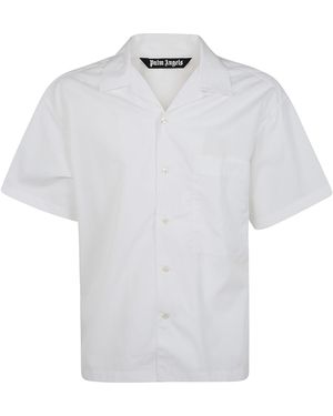 Palm Angels Shirt Curved Logo Bowling Shirt - White