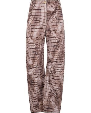 Elisabetta Franchi Jeans Stampati A Gamba Barile - Marrone