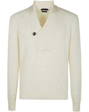 Tom Ford Shawl Collar Knitwear - White