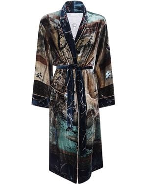 Pierre Louis Mascia Coat Long Robe "Kanpur Adana" - Black