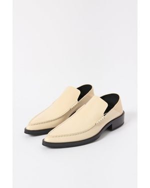 Jil Sander Glossed-Leather Collapsible-Heel Loafers - Natural