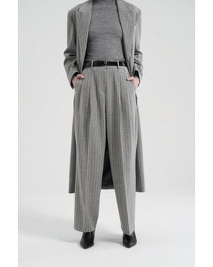 MARCÉLA LONDON Gal Wool Pinstripe Pants - Gray
