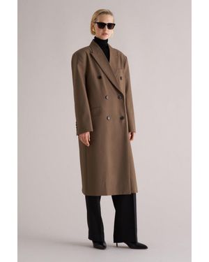 MARCÉLA LONDON Marcela Long Wool Blend Overcoat - Natural