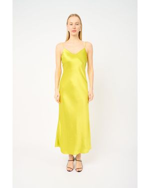 Galvan London V-Neck Slip Dress - Yellow