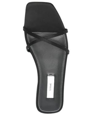 TOTEME Satin Crossover Sandals - Black