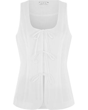 ALIGNE Lupin Linen Tie Waistcoat - White