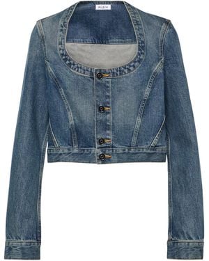 Alaïa Cropped Denim Jacket - Blue