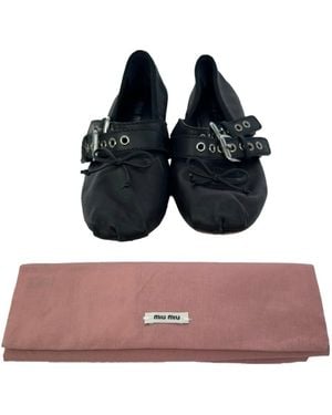 Miu Miu Buckle Accent Ballet Flats - Black